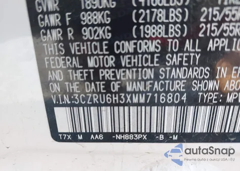 2021 Honda Hr-V Lx из США, поврежденный, VIN 3CZRU6H3XMM716804